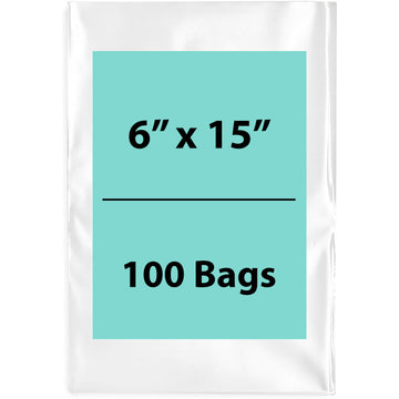 Clear Poly Bags Thickness: 4 Mil Size: 6 inch (width) X 15 inch (Height) Pack of 100 Bags